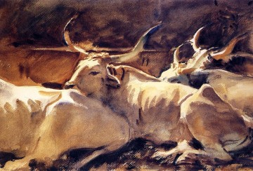 Bueyes en reposo John Singer Sargent Pinturas al óleo